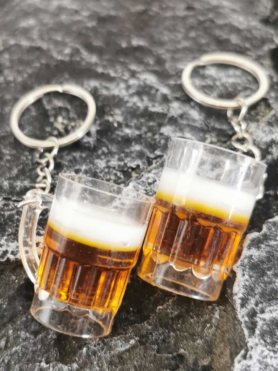 Men Accessories Bag - 2PCS New Simulation Beer Mug Keychain,Men