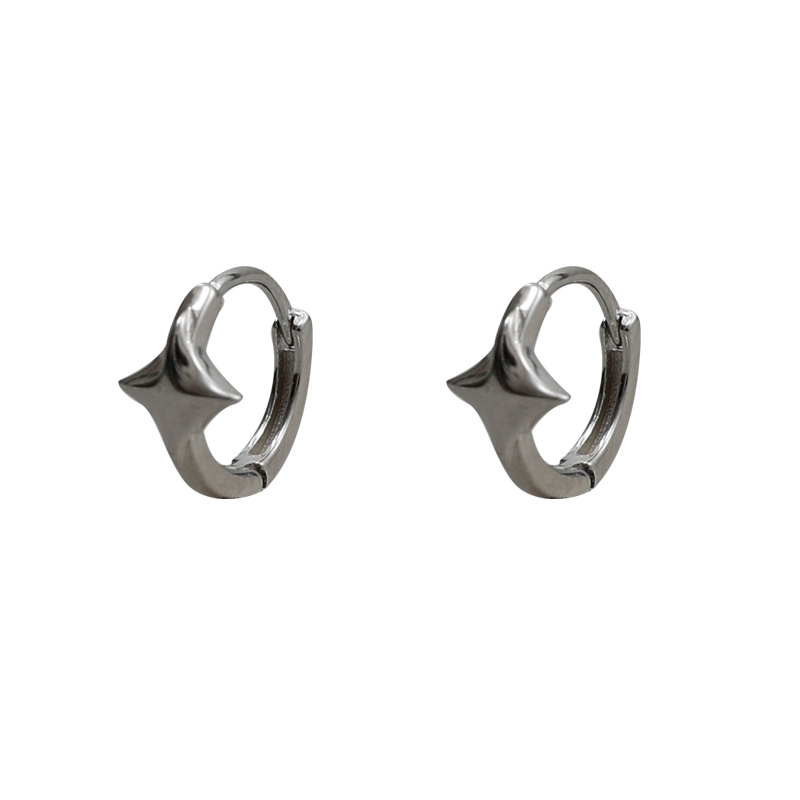 Men Accessories Aesthetic - 1PCS Gothic Silver Color Star Hoops