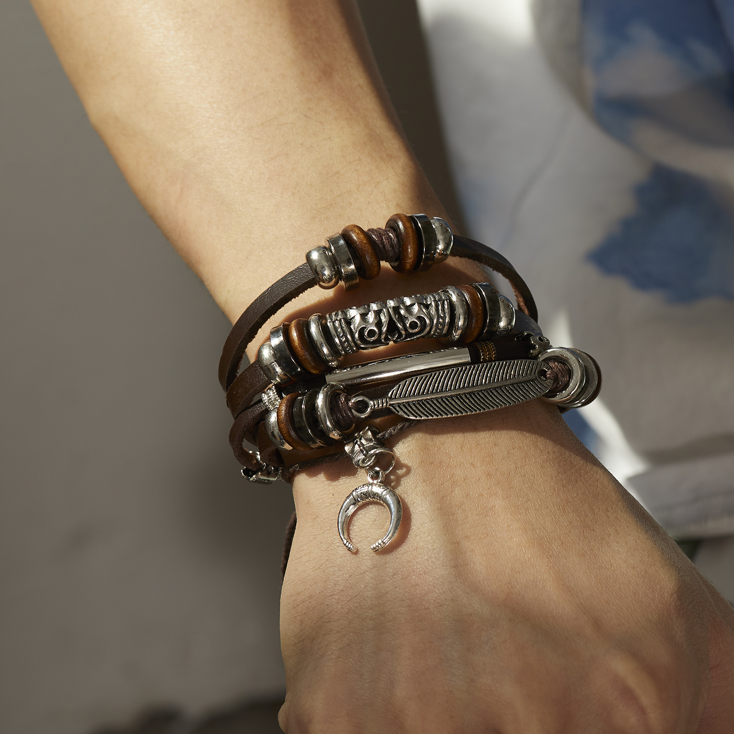 Hot Sale Men Feather Leather B - Men'S Accessories Jewelry Sale recension och pris