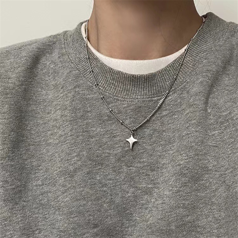 Kpop Goth Silver Color Star Pe - Men Accessories Aesthetic recension och pris
