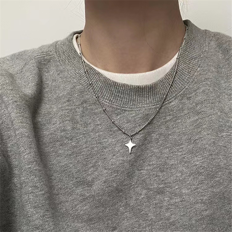 Kpop Goth Silver Color Star Pe - Men Accessories Aesthetic recension och pris