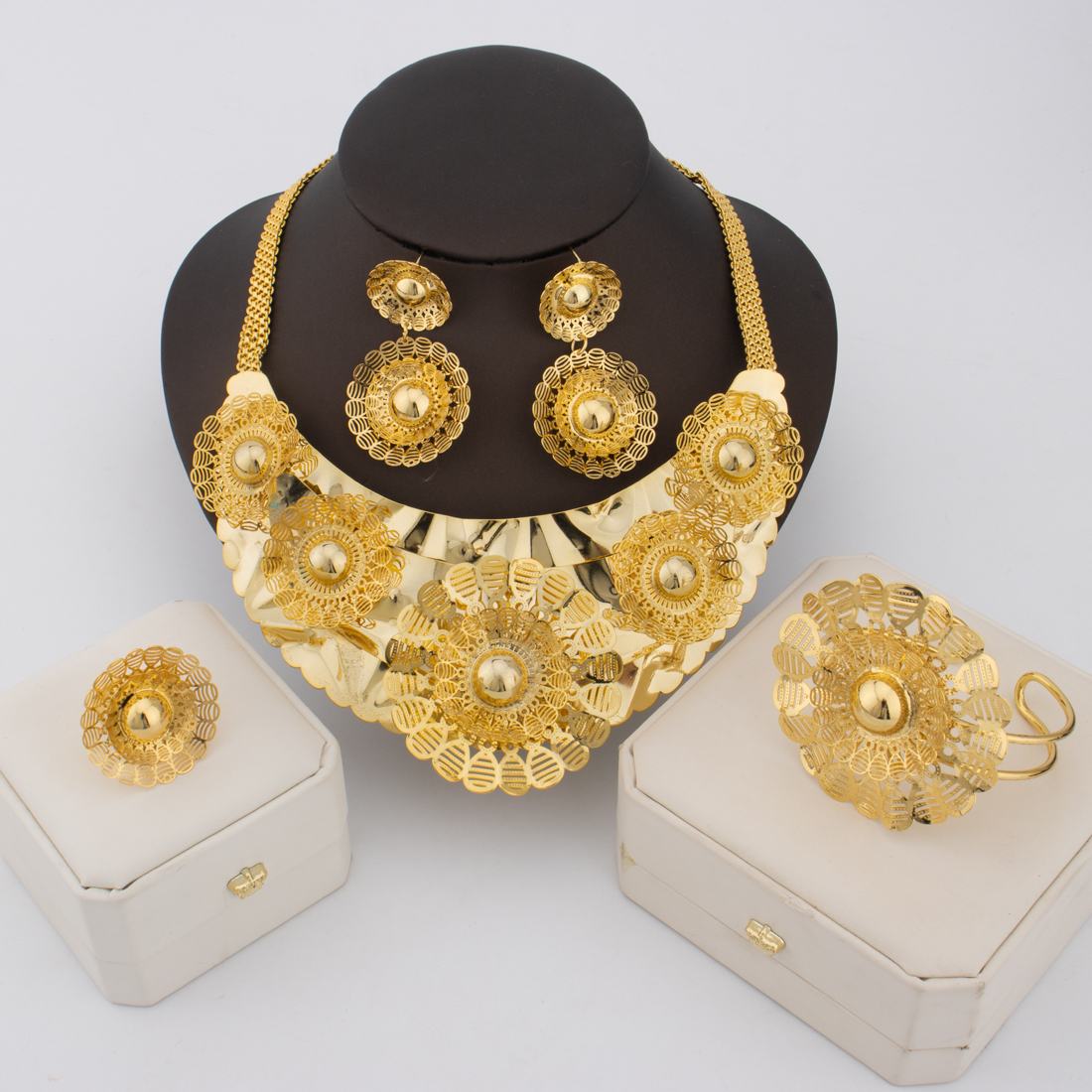 24K Gold Flower Jewelry Set fo - Men'S Accessories Dubai recension och pris