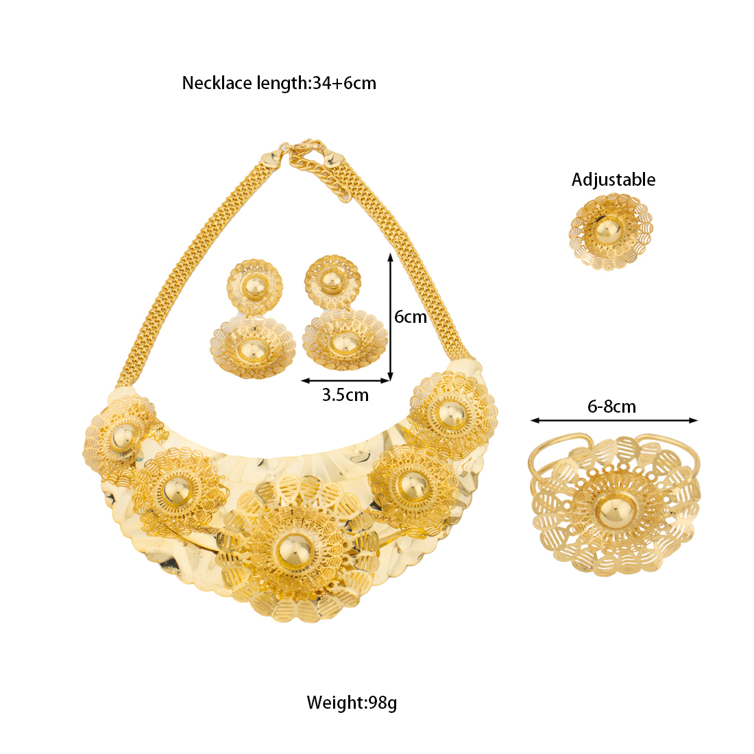 24K Gold Flower Jewelry Set fo - Men'S Accessories Dubai recension och pris