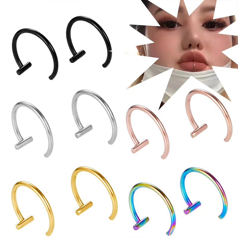 18G Surgical Steel Lip Ring Ha - Men Accessories Earrings recension och pris
