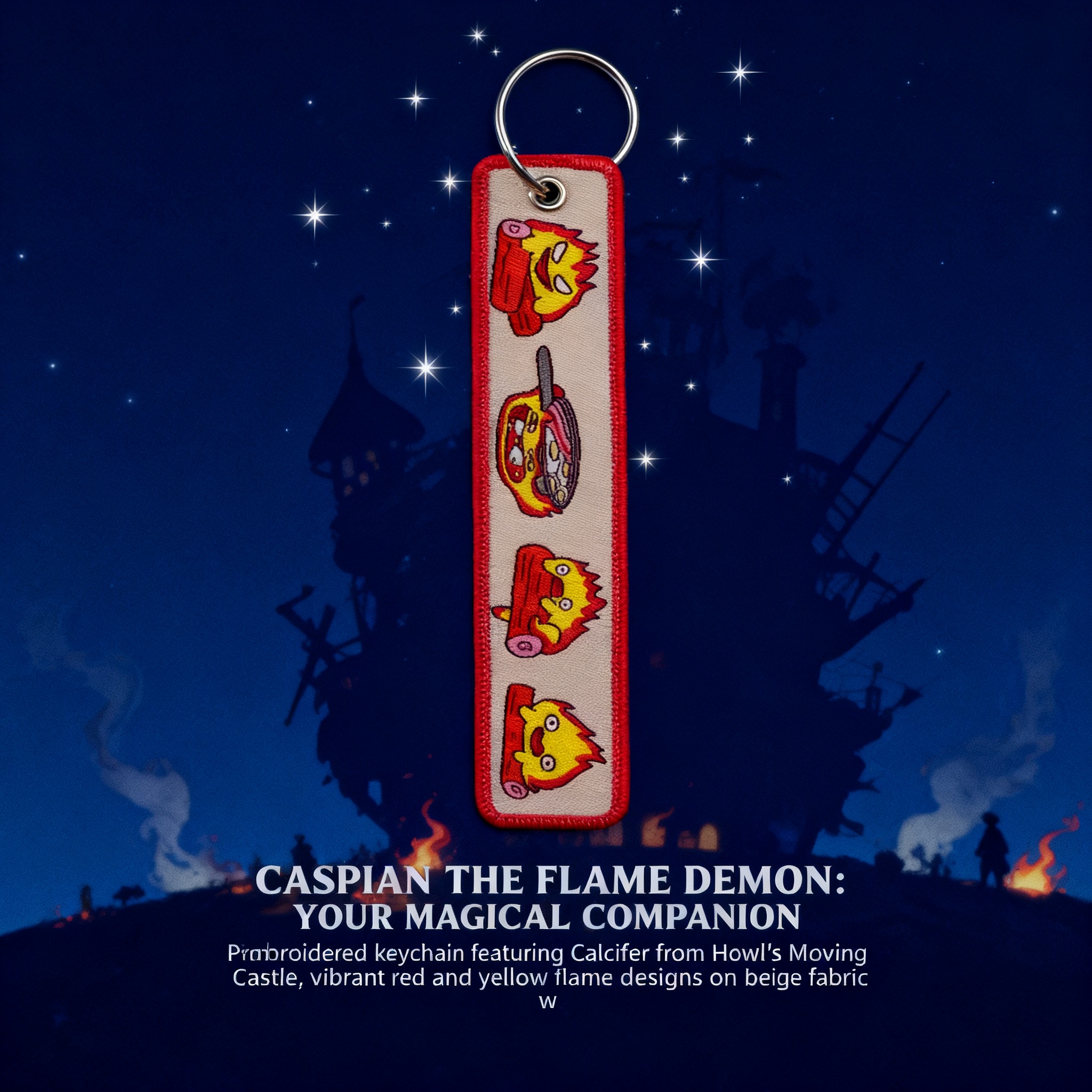 Anime Fire Embroidery Key Fobs - Men Accessories Bag recension och pris