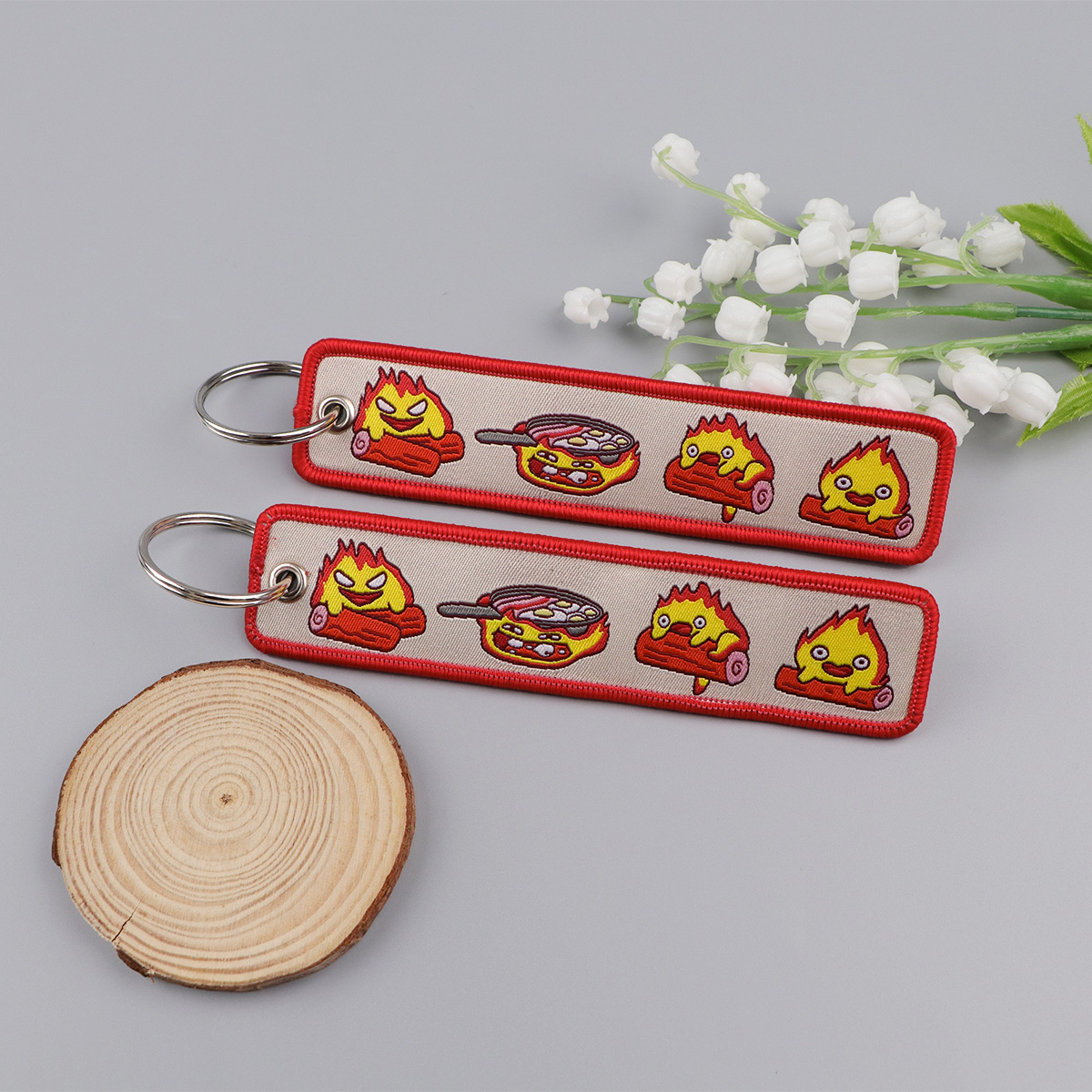 Anime Fire Embroidery Key Fobs - Men Accessories Bag recension och pris