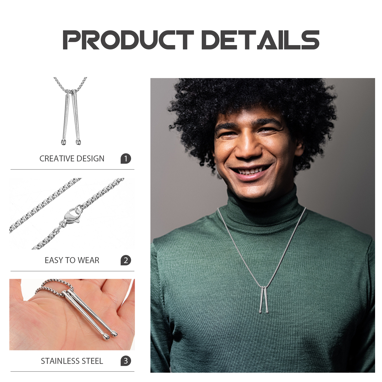 Drum Necklace Men Jewelry Neck - Men Accessories Aesthetic recension och pris